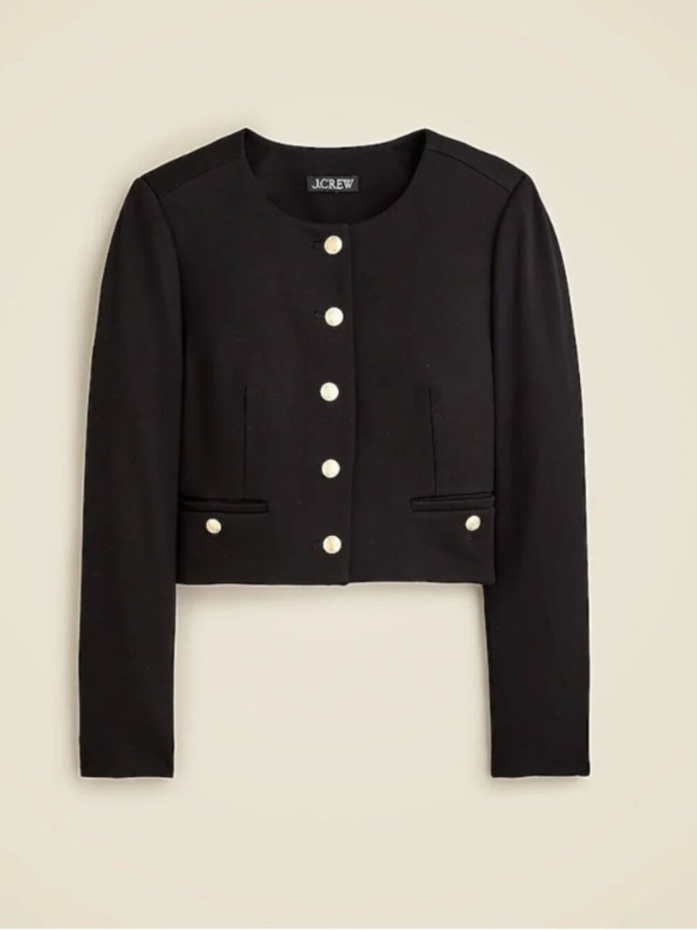 J.Crew Cropped Lady Jacket Black Gold Buttons Size 6